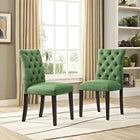 Modway - Duchess Tissu Chaise à manger Ensemble de 2 - Vert-Dossier boutonné luxueusement touffé
