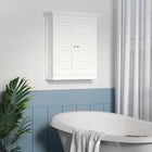 kleankin - Armoire murale de salle de bain pour salon et entrée - blanc-Les étagères à 2 niveaux permettent de ranger vos produits de beauté et articles d’hygiène quotidiens