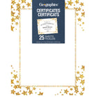 Geographics - Étoile D'or Certificats - Feuille D'or - 8.5" x 11" - Paquet de 25-Honorez vos étudiants, athlètes ou employés lorsqu'ils dépassent les attentes avec vos propres certificats.