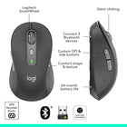 Logitech Signature - M750 L Souris sans fil Grande Taille - Pour Mains Larges - Graphite -Fonctionne sur plusieurs plates-formes: bénéficiez d’une compatibilité fluide avec les systèmes d’exploitation Windows, macOS, Linux, ChromeOS, ipadOS et Android grâce à la souris Bluetooth sans fil Logitech Signature Plus M750