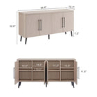 Manhattan Comfort - Jodie 64,6 po Buffet Moderne d’Inspiration Mid-Century - Chêne Blanchi-Comprend 8 étagères cachées réglables
