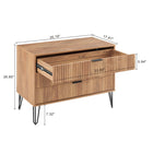 Manhattan Comfort - Dumbo table de chevet moderne 1 tiroir et commode 3 tiroirs - brun doré - ensemble de 2-Poignées de tiroir horizontales glamour en métal avec finition dorée