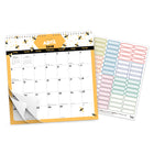 BrownTrout - 2026 Calendrier suspendu carré à spirales mensuel de 18 mois feuille d'autocollants - Abeilles occupées - 12 po x 12 po-Format à Rabattre - La reliure en spirale permet de rabattre les pages, en occupant la moitié de l'espace des calendriers standard
