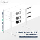 MotionGrey - Bureau debout électrique réglable Ergo2 avec réglages de mémoire - 55 po x 24 po, plateau blanc, cadre blanc-Supporte jusqu’à 80 kg - Le cadre du bureau debout Motion est renforcé par des tubes en acier épaissis et des plaques de base robustes, offrant une plateforme stable et durable, même à la hauteur maximale