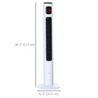 HOMCOM - Ventilateur tour 46 po pour chambre avec oscillation à 70° et télécommande - blanc-Panneau à capteur LED, panneau de commande pour marche/arrêt, vitesse, modes, oscillation, minuterie 