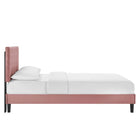 Modway - Leah Chevron touffé Performance Velvet Lit de plateforme King, Rose poussiéreuse-Pieds en bois noir effilés
