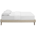 Modway - Loryn Tissu Cadre de lit complet avec pieds ronds écartés, Beige-Glissements au pied sans marquer