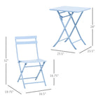 Outsunny - Set de café bistro de jardin de 3 pièces, bleu- L'ensemble est de conception pliable, ce qui peut économiser de l'espace et faciliter le transport 
