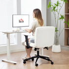 HOMCOM - Fauteuil de bureau large avec accoudoirs et roulettes motif croisé - blanc crème-Construit avec une base en métal et un vérin à gaz de classe trois pour la durabilité et la stabilité 