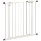 PawHut - Barrière pour animaux de compagnie de 74 à 81 cm de large avec porte, barrière pour chien d'intérieur pour escaliers - Blanche-Faites glisser et soulevez la poignée pour passer