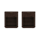 Manhattan Comfort - Ensemble de 2 tables de chevet modernes Evelyn 20" à 1 tiroir - Marron-Table de nuit moderne pour chambre et salon lot de 2