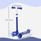 Qaba - Trottinette pour tout-petits à 3 roues avec hauteur réglable à 3 niveaux, frein sur le garde-boue arrière, lumière LED - bleu-La hauteur réglable s’adapte à la croissance des enfants 