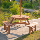 Outsunny - Ensemble table de pique-nique avec bancs et trou pour parasol pour 6 personnes - brun-Dossier inclinable réglable sur 5 niveaux, y compris à plat, pour répondre à des besoins spécifiques