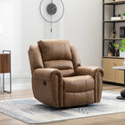 Ebello - Chemika Fauteuil inclinable manuel grand format à rembourrage ultra-doux classique de 40,9 po avec clous décoratifs, couleur brun-Le revêtement en simili-cuir offre une surface lisse et uniforme