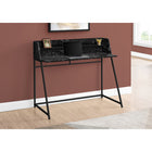 Monarch Specialties - 7544 Bureau 48 po L - Faux Marbre Noir/Metal Noir-La base en métal robuste au fini noir offre de la stabilité et comporte des pieds en forme de trapèze pour un look élégant et contemporain