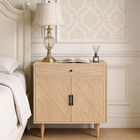 HOMCOM - Buffet de style ferme 30 po avec tiroir et étagère de rangement - chêne-La surface lisse en mélamine est facile à nettoyer et à entretenir d’un simple coup de chiffon