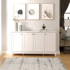 Prepac - Table console à portes 4 panneaux Yaletown 60 po avec rangement, buffet avec étagères - Blanc-L'armoire de rangement profonde offre plus d'espace : l'armoire de 16 po de profondeur offre 34 % d'espace de rangement en plus que les armoires de rangement standard, tandis que les étagères de l'armoire peuvent supporter jusqu'à 20 lb et le haut de l'armoire peut contenir jusqu'à 70 lb