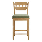 Modway - Jax Bois de chêne Tabouret de comptoir avec dossier ondulé en rasoir et coussin in Sauge du chêne altéré-Entièrement assemblé