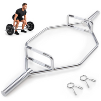 MotionGrey - Barre hexagonale olympique  pour soulevés de terre et entraînement musculaire - 140 cm - Argent-Barre hexagonale olympique de 140 cm conçue pour les soulevés de terre et la musculation