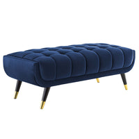 Modway - Adept 47.5" Performance Velvet Banc - Bleu Minuit-Établi moderne du milieu du siècle de 47,5 po