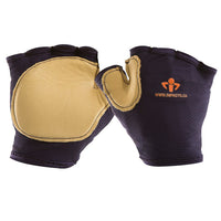 IMPACTO® 502-20 MOYEN Paire Gant Antichocs, sans doigts, coussinet gel paume/pouce, dos en nylon, paume avec cuir grainé-1