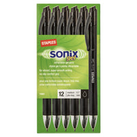 Staples - Stylos à encre gel Sonix rétractables – 0,7 mm – noir – paquet de 12-Écriture très lisse