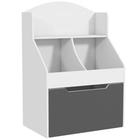 Qaba - Bibliothèque pour enfants à 3 niveaux avec tiroir, 2 compartiments de rangement - blanc-Grand espace de rangement avec étagères à 2 niveaux et un tiroir pour organiser les livres
