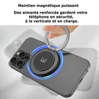 MyBat - Chargeur sans fil DockIt 360° compatible recharge magnétique + Support bague - Noir-Design fin et pratique - Léger et assez discret pour rester en place tout en étant portable