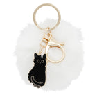Merangue - Porte-clés pompon chat noir-Porte-clés avec charm de chat et pompon