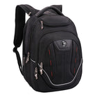Swissdigital - Sac à dos noir TERABYTE avec localisateur SDD-Poche dédiée pour powerbank, poche pour bouteille d'eau, poche pour étui à lunettes, clip pour clés, poches multifonctionnelles et panneau arrière respirant du sac à dos doté d'un rembourrage en maille pour une ventilation confortable.
