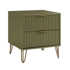 Manhattan Comfort - Table de nuit moderne DUMBO 51 cm à 2 tiroirs - Vert olive-17,73 po L x 20,07 po l x 21,65 po H