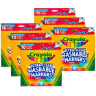 Crayola - Marqueurs ultra-propres, lavables, brillants, à trait large, Colour Max, 10 par paquet, 6 paquets, 60 marqueurs au total-COLOUR MAX ENHANCED : Chaque marqueur est doté de Colour Max amélioré avec des couleurs plus vives et plus belles.