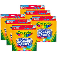 Crayola - Marqueurs ultra-propres, lavables, brillants, à trait large, Colour Max, 10 par paquet, 6 paquets, 60 marqueurs au total-COLOUR MAX ENHANCED : Chaque marqueur est doté de Colour Max amélioré avec des couleurs plus vives et plus belles.