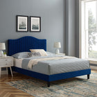 Modway - Juniper Chenal Touffé Performance Velvet Lit de plateforme King, Marine-Velours de performance résistant aux taches