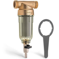 iSpring - WSP-50 filtre à sédiments réutilisable par centrifugation - 50 microns - raccords de 1 po MNPT x 3/4 po FNPT - laiton-Filtre de tête idéal protégeant toute votre plomberie des sédiments, de la rouille, de la saleté, du sable et des grosses particules jusqu'à 50 microns. remarque: Les mailles de 50 ou 100 microns peuvent se boucher très rapidement pour une eau à forte teneur en sédiments. Consultez les avis négatifs ou contactez - nous pour un remplacement gratuit de la maille dans une taille diffé