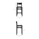 Modway - Alvia 3 pièces Manche Bois Table de bar avec ensemble de tabourets - Noir-Deux tabourets de bar en corde de papier tressée