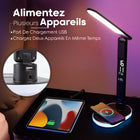 ShoppingAll - Lampe de bureau multifonctionnelle à LED avec base RVB, chargeur sans fil et chargement USB - Noir-6