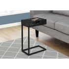 Monarch Specialties - 3604 Table D'Appoint - Marbre Noir/Metal Noir Et Tiroir-2