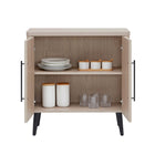 Manhattan Comfort - Jodie 31,1 po Buffet d’Appoint Style Mid-Century Modern - Chêne Blanchi-15,7 po L x 31,1 po l x 32 po H