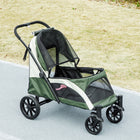 PawHut - Poussette pliable pour animaux de compagnie pour petits, moyens et grands chiens, jusqu’à 66 lb - vert foncé-Conduite fluide grâce aux grandes roues et au cadre amortisseur 