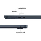 Apple - MacBook Air 15 po - M5 - 10 coeurs - 1 To SSD - Mémoire unifiée 16 Go - Minuit-Connectez Absolument Tout - MacBook Air comprend deux ports Thunderbolt 4, un port de recharge MagSafe, une prise pour écouteurs ainsi que la puce réseau sans fil N1 d’Apple pour le Wi-Fi 7 et le Bluetooth 6. Et il prend en charge Jusqu’à deux moniteurs externes