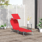 Outsunny - Chaise longue d’extérieur - chaise longue pliante réglable - rouge-Position du transat réglable sur 4 niveaux pour un confort maximal