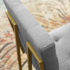 Modway - Privy Acier inoxydable doré Tissu rembourré Chaise d’accent pour salle à manger - Or gris clair-Tissu polyester doux pour tissu