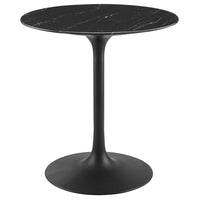 Modway - Lippa Rond de 28 po Faux marbre Table à manger, Noir-Table à manger moderne