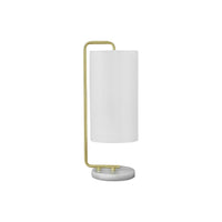 Monarch Specialties - Luminaire - 20 po H Lampe De Table - Marbre Blanc - Abat-Jour Ivoire / Crème - Contemporain-Ajoutez une touche moderne à votre espace avec cettelampe de table élégante et tendance de 20 pouces de haut est dotée d'un épuré bras en métal doré reposant sur une base en marbre blanc, surmontée d'un abat-jour cylindrique en tissu ivoire, ajoutant une touche classique et moderne dans un salon, un bureau ou une chambre