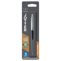 Parker - Stylo à bille Jotter - Bond Street noir avec bordure chromée - pointe moyenne - encre bleue-Un style épuré avec des lignes soignées pour une approche fraîche de la conception Jotter icônique de Parker