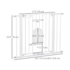PawHut - Barrière pour animaux extra large 30"-41" avec petite porte - 30"L - Blanc-Cadre métallique solide pulvérisé avec une surface traitée sans plomb, sûr