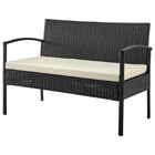 Manhattan Comfort - Ensemble de conversation moderne Noli pour patio, 4 personnes, avec table basse - noir et crème - ensemble de 4-Structure en acier enveloppée de rotin en PVC parfaite pour l'extérieur