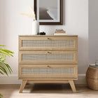 Modway - Soma 3 tiroirs Commode, Chêne-Tissage naturel en rotin