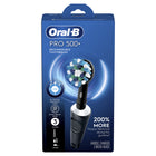 Oral-B - Brosse électrique Pro 500, 1 Cross Action et 1 Sensitive Clean, rechargeable, noir-Déloge 200 % plus de plaque le long de la gencive par rapport à une brosse à dents manuelle ordinaire